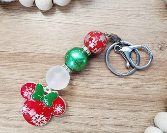 Red Mouse Fiocco di neve Portachiavi / Bubblegum Keychain / Charm / Perline / Perline grosse / Natale / Calza Stuffer / Regalo / Bomboniere