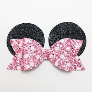 Minnie (Pink) Disney Inspired Glitter Hair Bow