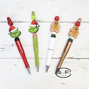 Grinch Stift | Lebkuchenmann Stift | Weihnachtskugelschreiber | Kugelschreiber | Silikonperlen | Weihnachts-| Geschenk | Der Mean One Stift | Strumpffüller | C