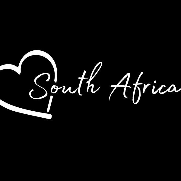 I Love South Africa, Favorite Country, Love Country, Heart Vinyl Decal Sticker, Car Window, White Funny, Car Bumper Truck