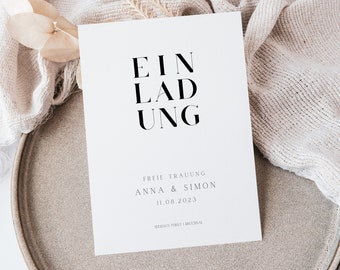 Einladung Hochzeit | Hochzeitseinladung | Papeterie | Hochzeitspapeterie | Schlicht | Minimalistisch | DIN A6