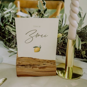 Table number wedding | Place cards | lemon | Table numbers | Simple design | Minimalist | Mediterranean | DIN A6
