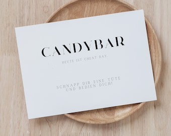 Karte Candybar | Hochzeit | Candybar Süßigkeiten | Schlicht | Minimalistisch | DIN A6 (10,5 x 14,8 cm)