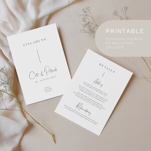 Printable | Einladungskarte Hochzeit | Hochzeitseinladung | Einladung Hochzeit | Personalisieren, downloaden und drucken (lassen) | DIN A6
