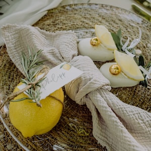 Name plate wedding Mediterranean Wedding Name tag lemon Place card Wedding stationery torn edges approx. 8 x 4 cm image 3