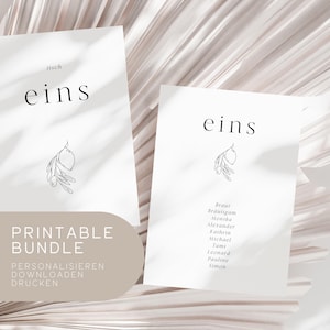 Printable Bundle Tischnummer + Sitzplankarte | Tischnummer mit Namen | Sitzplan | Personalisieren, downloaden und drucken (lassen) | DIN A6