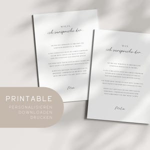 Printable | Wedding vows | Wedding vow template | His and Her Vows | Personalize, download, print | DIN A4