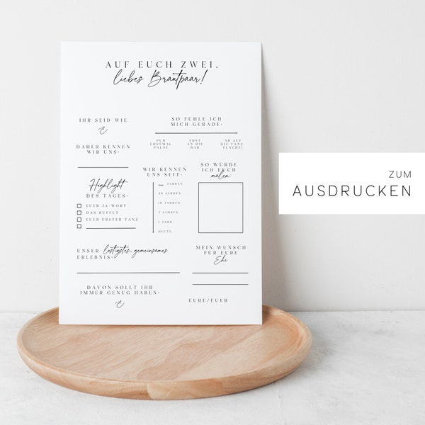 Zum Download - 3er Set Gästebuchkarten zum Ausfüllen | Gästebuch | Hochzeit Gästebuch | Schlichtes Gästebuch | Minimalistisch | DIN A5