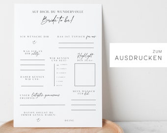 Download - JGA set of 2 cards to fill out | Hen party | JGA game reminder | Simple | Minimalistic | DIN A5