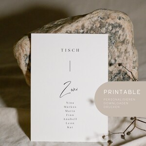 Printable | Wedding Table Numbers | Table Numbers With Names | Seating ...