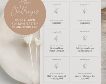 Wedding photo challenges | Wedding photo game | Photo tasks | Challenges | Wedding photo tasks | Wedding game | Print yourself | DIN A4