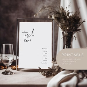 printable | Table Numbers Wedding | Table number with name | Seating Chart | table plan | Personalise, download and print (have it) | DIN A6