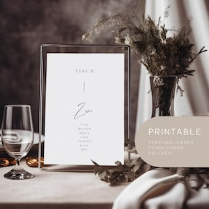 printable | Table Numbers Wedding | Table number with name | Seating Chart | table plan | Personalise, download and print (have it) | DIN A6
