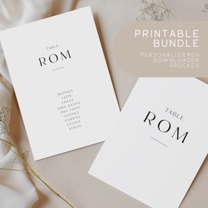 Printable Bundle Tischnummer + Sitzplankarte | Tischnummer mit Namen | Sitzplan | Personalisieren, downloaden und drucken (lassen) | DIN A6