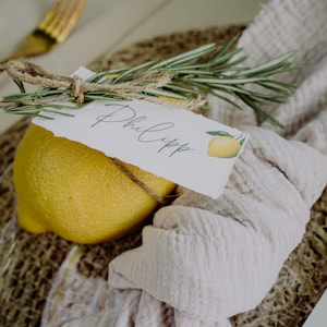 Name plate wedding Mediterranean Wedding Name tag lemon Place card Wedding stationery torn edges approx. 8 x 4 cm image 6