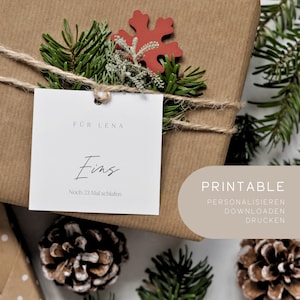Printable | Pendant Advent calendar | Numbers Advent Calendar | Christmas pendant | Personalize, download & print directly | A4