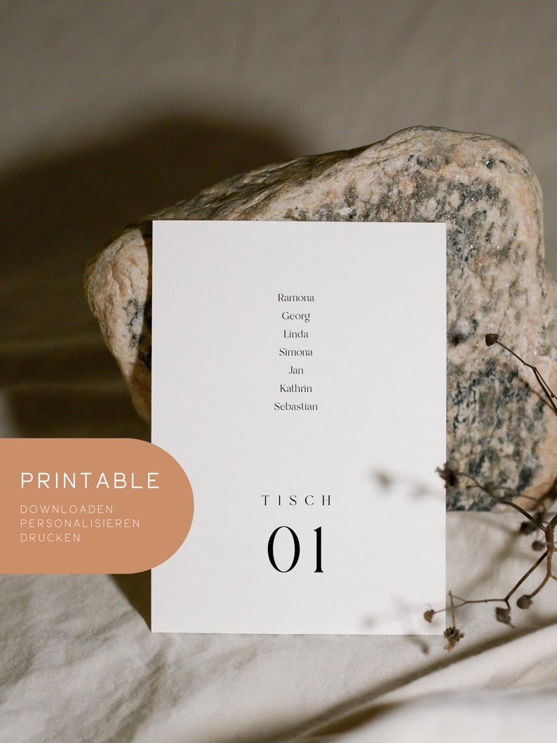 Printable | Wedding Table Numbers | Table Numbers With Names | Seating ...