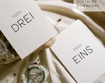 Downloadable | Wedding table numbers | 1-18 | Table number | Table plan | Seating chart | Table numbers wedding | Simple | Stationery | DIN A6