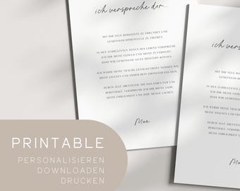 Printable | Wedding Vows | Wedding Vow Template | His and Her Vows | Personalize, download, print | DIN A4