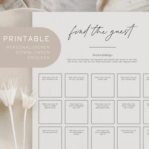 Printable | Wedding Bingo | Wedding game | Bingo to fill out | Bingo can be personalized | Personalize, download & print | DIN A4