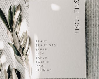 Tischnummer Hochzeit | Tischkarten | Sitzplan | Tischnummern | Schlichtes Design | Minimalistisch | Personalisiert |DIN A6