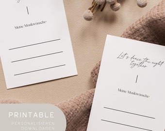 Music Request Cards | Wedding Music Request Cards | Music Request Cards | Fill-in Form | DJ Music | Customizable | Downloadable | Approx. 6 x 9 cm