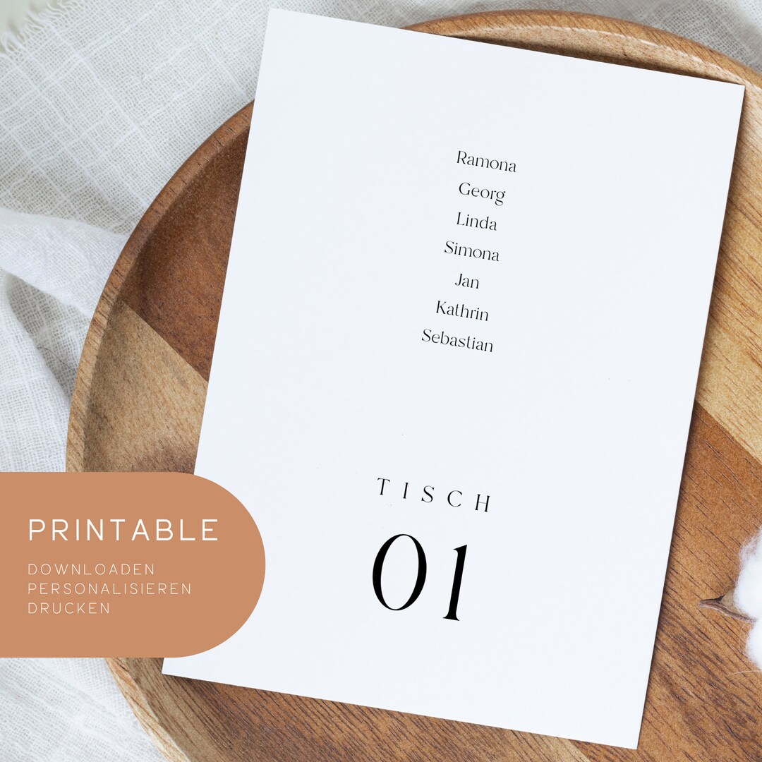 Printable | Table Numbers for the Wedding | Table Number With Name ...