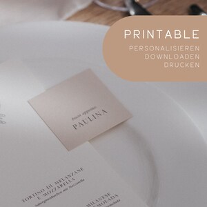 Printable | Namensschild | Namensschildchen Hochzeit | Tischkarte Gäste | Sitzplan | Namenskarte | minimalistisch clean | ca. 5,5 x 5,5cm