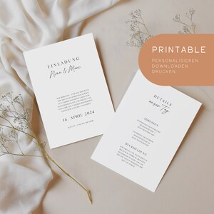 Printable | Einladungskarte Hochzeit | Hochzeitseinladung | Einladung Hochzeit | Personalisieren, downloaden und drucken (lassen) | DIN A6