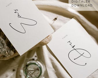 Downloadable | Wedding table numbers | 1-18 | Table number | Table plan | Seating chart | Table numbers wedding | Simple | Stationery | DIN A6