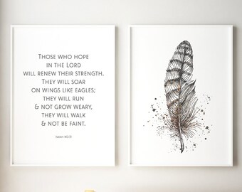 Bible Verse Art Print, Isaiah 40:31, Isaiah 40 31, Print at Home, Quote Art, Digital Print, Downloadable Art, Multiple Styles