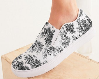 Black Toile Slip On Canvas Shoes