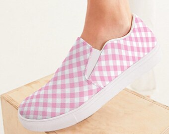 gingham slip ons