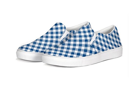 navy gingham shoes