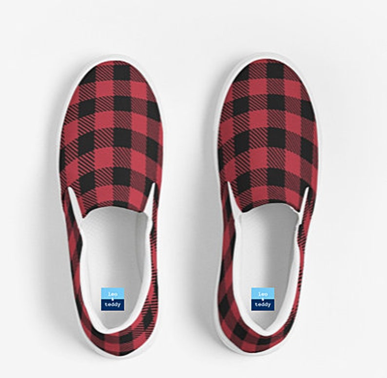 buffalo plaid slip ons