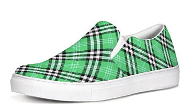 green plaid flats