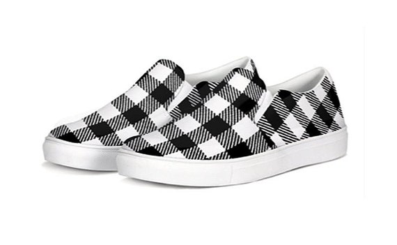 plaid slip ons