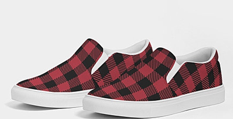 buffalo plaid slip ons