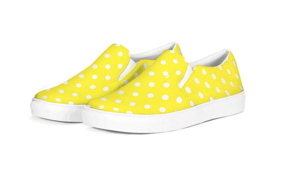 yellow and white polka dot shoes