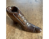 Vintage Sewer Tile Folk Art Stoneware Pottery Whimsical Shoe Signed 1944 Bernice