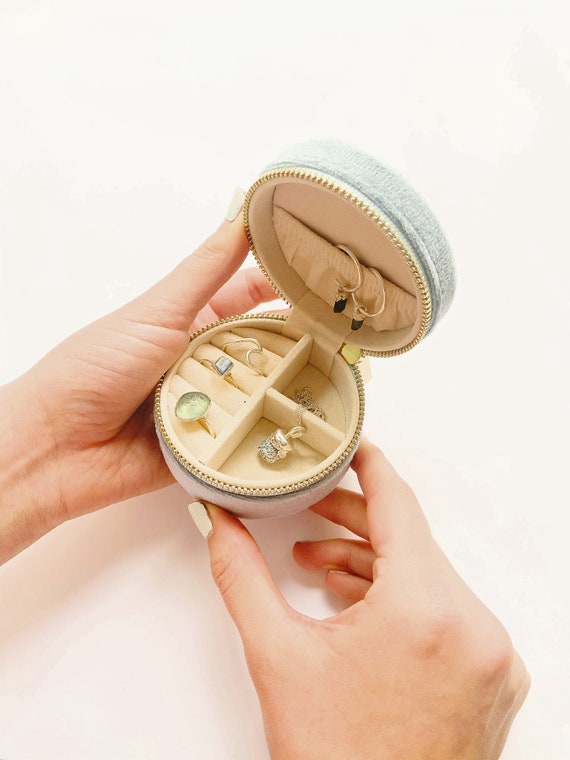 Velvet Mini Round Jewelry Case Timeless Made Travel Case for Etsy