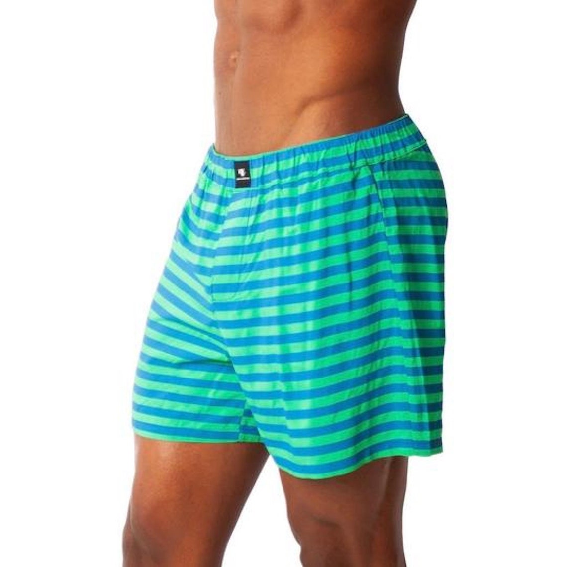 Men's Striped Green & Blue Boxers, Underwear for Men, Men's Boxers, Men ...