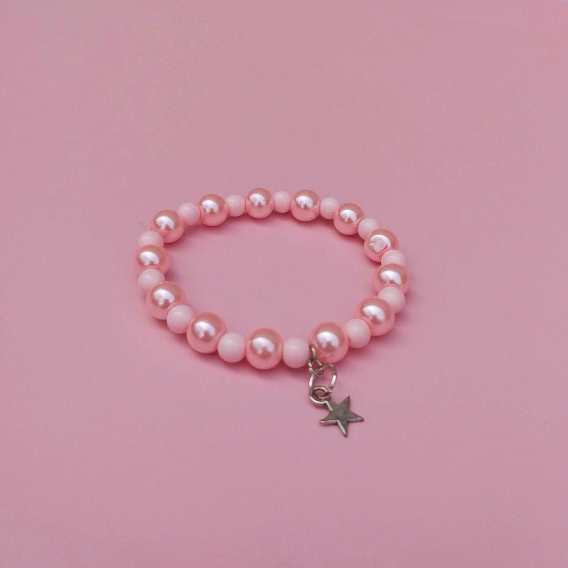 Pink Star Charm Bracelet Stretchy Bracelet Beaded Bracelet Etsy UK