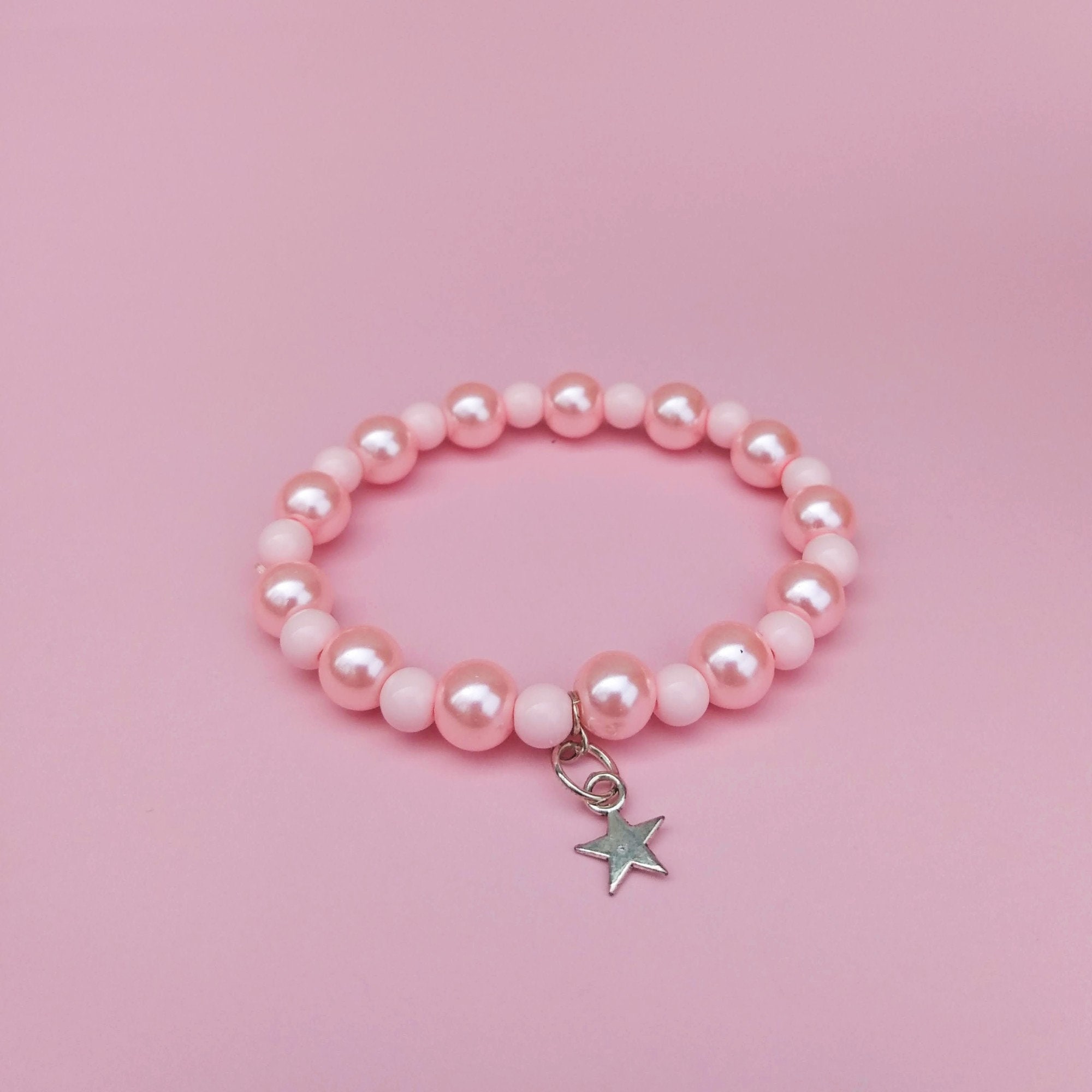 Pink Star Charm Bracelet Stretchy Bracelet Beaded Bracelet Etsy UK
