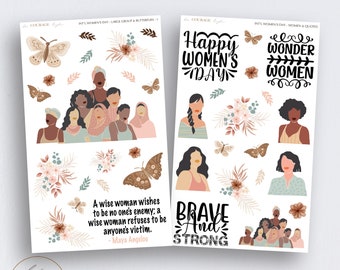 WOMEN'S DAY Journal Stickers, International Women's Day Planner Stickers, Woman's History for Bullet Journals, Transparent Clear White Matte