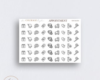 TEENY TINY Planner Icon Stickers, Doctor APPOINTMENT Reminder Stickers, Mini Teeny Tiny Eye Ear Heart Dentist Mix, Transparent Clear, Matte