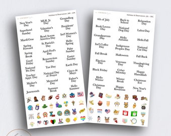 Mini Yearly Holidays Observances Stickers, Yearly Holidays, School Teachers Students Holidays, Calendar Reminders Scripts and Tiny Icons