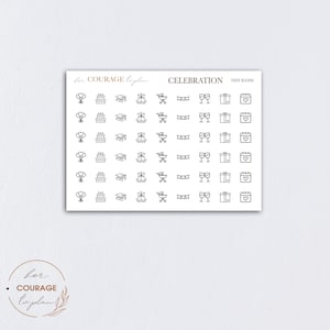 TEENY TINY Planner Icon Stickers, CELEBRATION Tiny Icon Stickers, Tiny Balloons Cake Graduation Mix Icons, Transparent Clear or Matte
