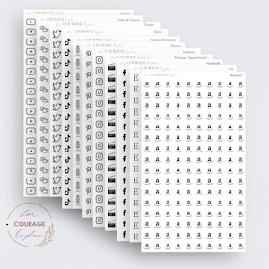 Mini Social Media Icon Planner Stickers, MINI Icon Stickers, Minimal and Functional Social Media Planner Icons, Transparent Clear or Matte