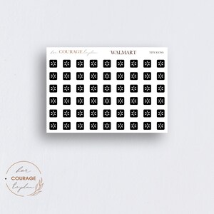 TEENY TINY Planner Icon Stickers,  W-MART, Pickup Delivery Shopping Planner Stickers, Mini Teeny Tiny Icons, Transparent Clear, Matte